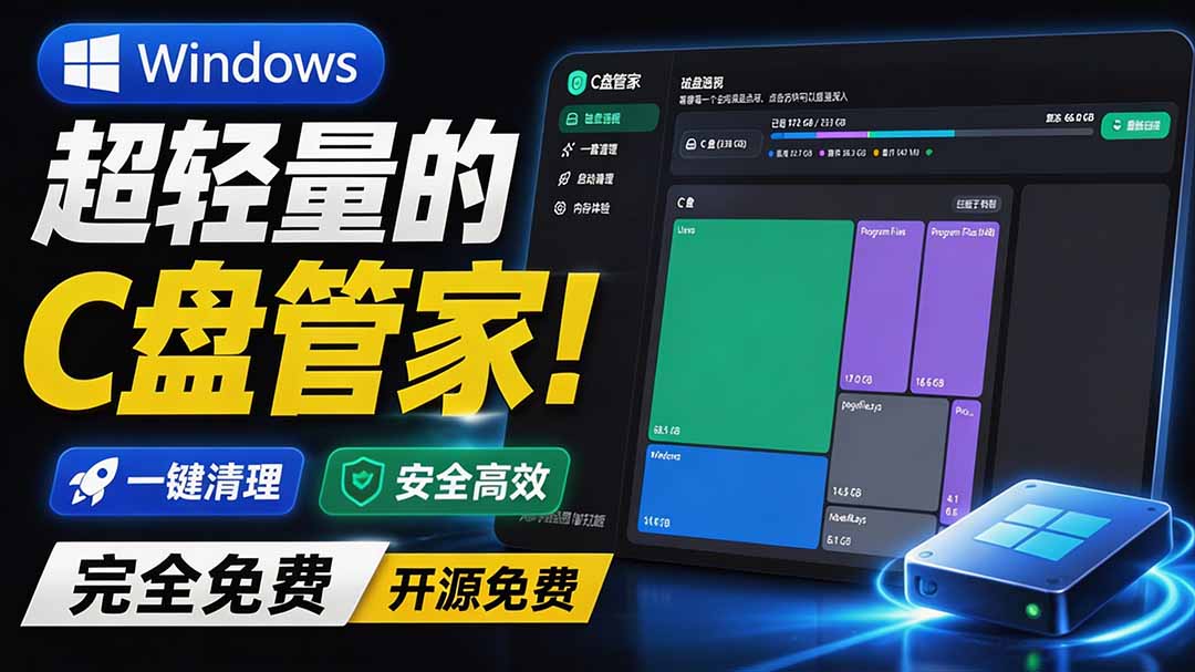 (19750期)Windows 超轻量的C盘管家!超级有特点,支持磁盘分析及清理提醒,2M大小体积,完全免费 C盘管家-我爱项目网