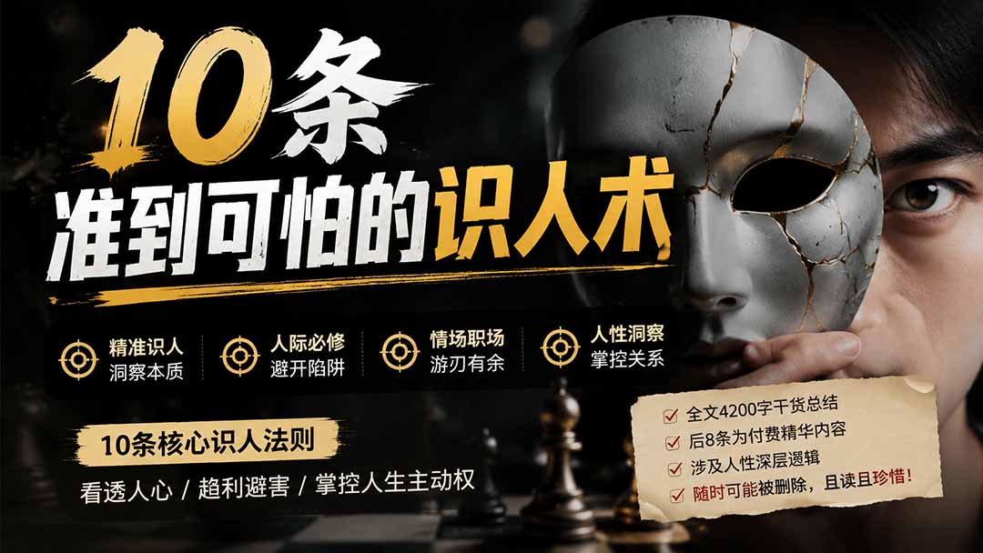 （19751期）付费文章：分享10条准到可怕的识人术术，希望能帮到大家。-我爱项目网