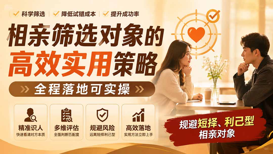 （19727期） 付费文章：相亲筛选对象的高效实用策略，全程落地可实操，规避短择、利己型相亲对象-我爱项目网