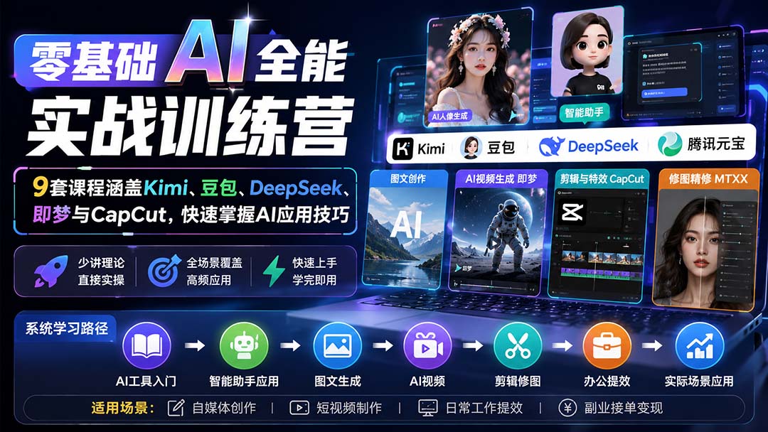 （20134期）零基础AI全能实战训练营：9套课程涵盖Kimi、豆包、DeepSeek、即梦与CapCut，快速掌握AI应用技巧-我爱项目网