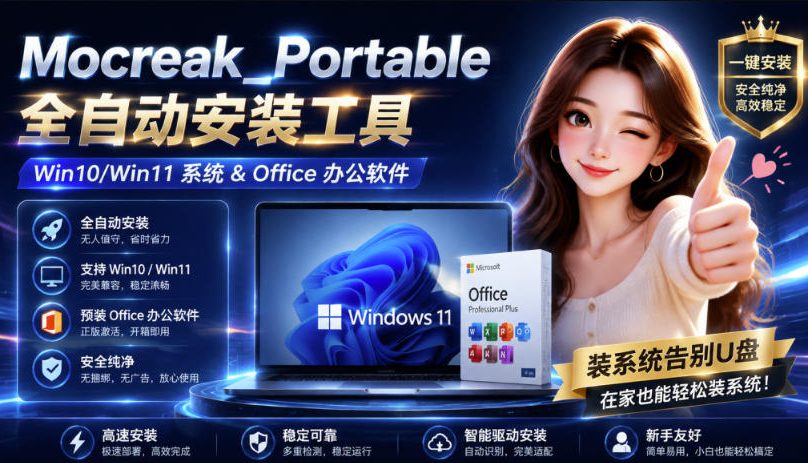 （19970期）Mocreak全自动安装office和win10、win11系统，告别U盘装系统，使用安全可靠-我爱项目网