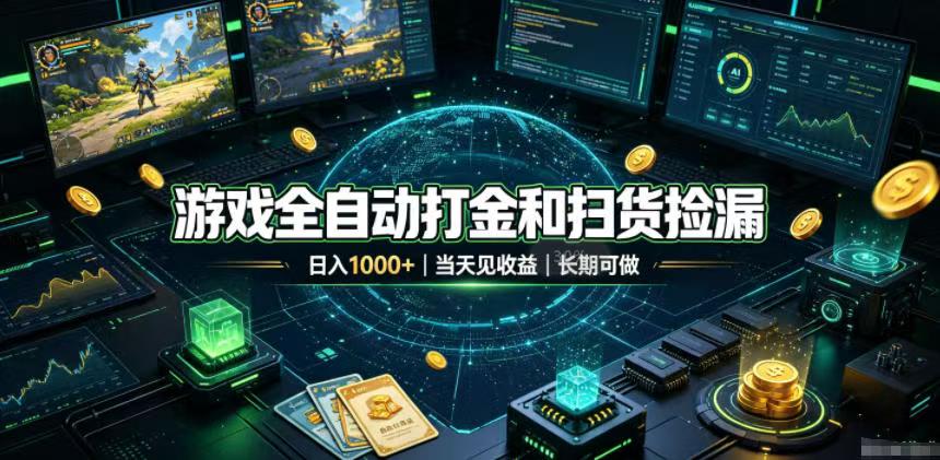（19647期）游戏全自动打金和扫货捡漏，日入1000+，当天见收益，长期可做！-我爱项目网