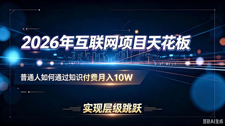 （20150期）2026年互联网项目天花板：普通人如何通过知识付费月入10W，实现层级跳跃-我爱项目网