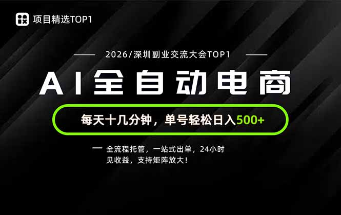 (19783期)副业精选TOP1,全流程托管,24小时见收益,单号轻松日入500+-我爱项目网