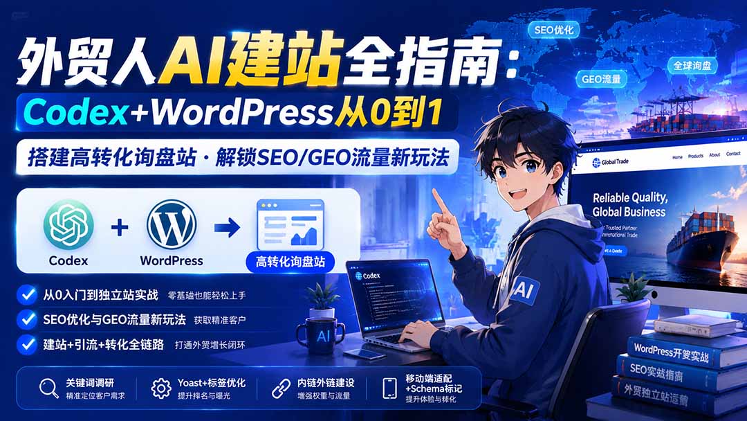 （19818期）外贸人AI建站全指南：Codex+WordPress从0到1·搭建高转化询盘站·解锁SEO/GEO流量新玩法-更新-我爱项目网