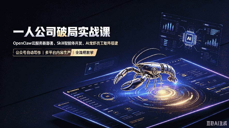 （19995期）一人公司破局实战课｜OpenClaw云服务器部署、Skill智能体开发、AI龙虾员工矩阵搭建，公众号自动写作与多平台内容...-我爱项目网