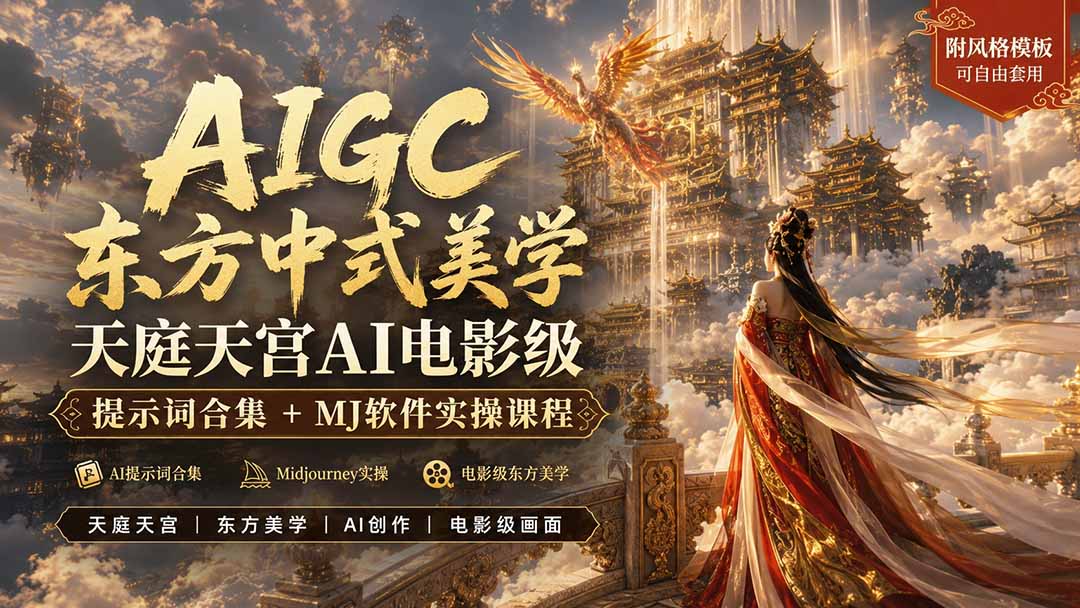 （19998期）AIGC东方中式美学天庭天宫AI电影级提示词合集+MJ软件实操课程-我爱项目网