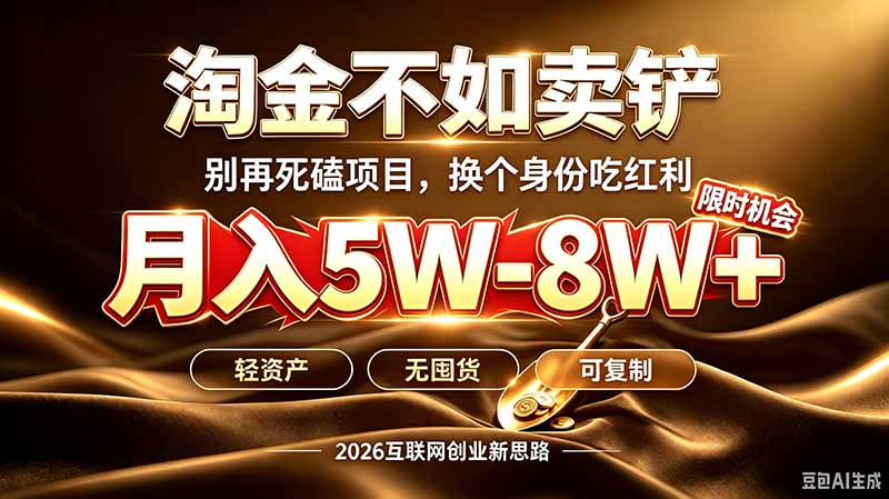 （20152期）别再傻乎乎埋头跑项目！互联网真正赚钱逻辑：做卖铲人，拒绝当韭菜，逆风翻盘月入5-8W+-我爱项目网