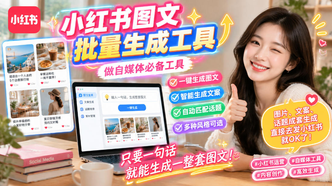 (20300期)小红书图文批量生成工具,话题、文案、配图一键生成,直接发布,做自媒体必备工具-我爱项目网
