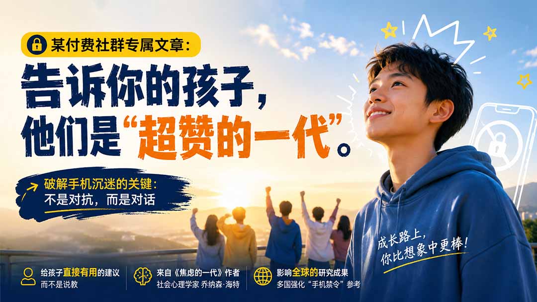 （20222期）某付费社群专属文章：告诉你的孩子，他们是“超赞的一代”。-我爱项目网