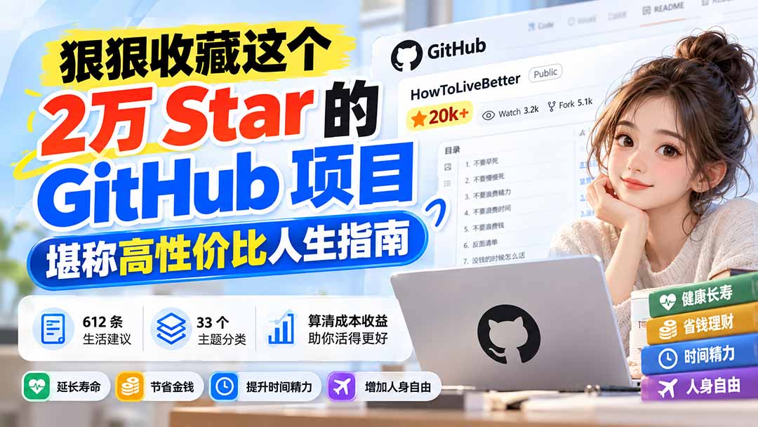 (20726期)狠狠收藏这个 2 万 Star 的 GitHub 项目,堪称高性价比人生指南。-我爱项目网