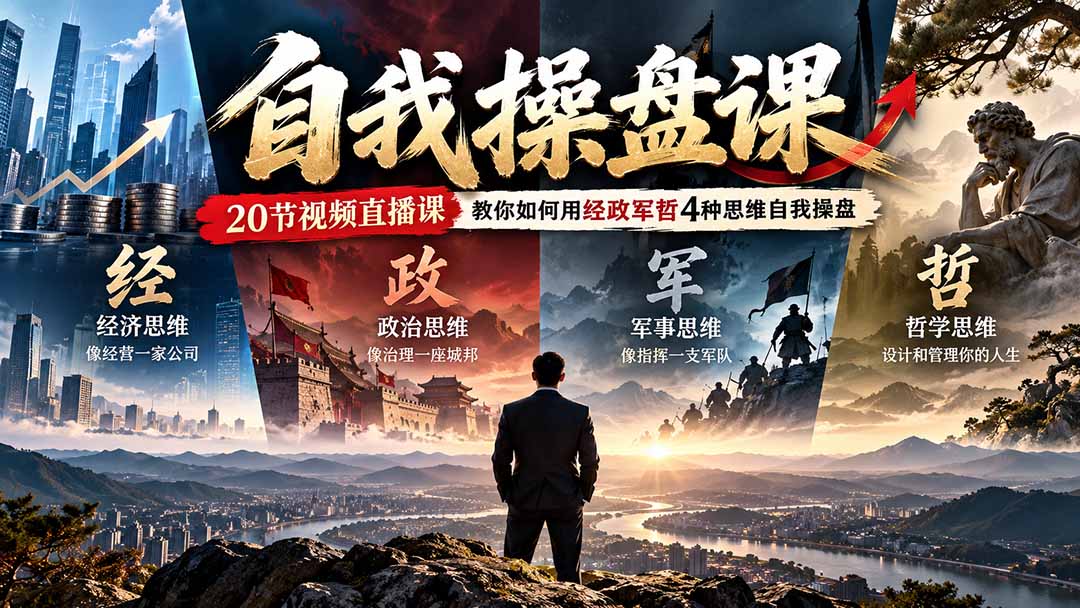 （20626期）【无水印】自我操盘课，20节视频直播课教你如何用经政军哲4种思维自我操盘（更新0924）-我爱项目网