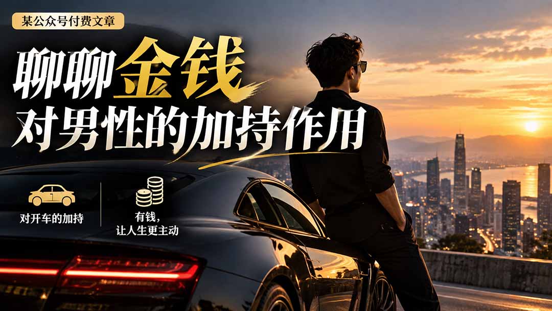 (20627期)【无水印】某公众号付费文章:聊聊金钱对男性的加持作用-我爱项目网