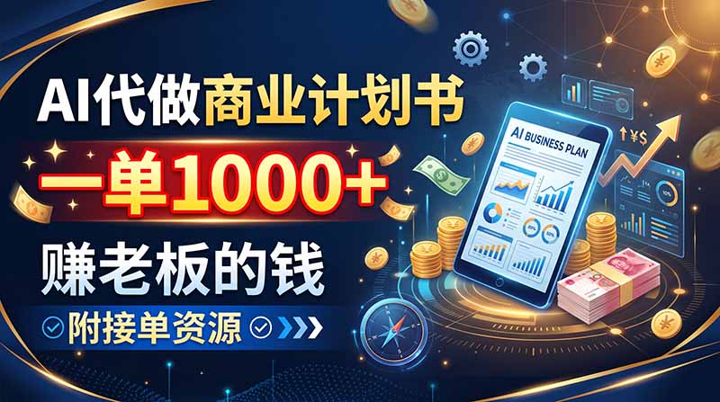 (20303期)AI代做商业计划书,一单1000+,赚老板的钱,附接单资源-我爱项目网