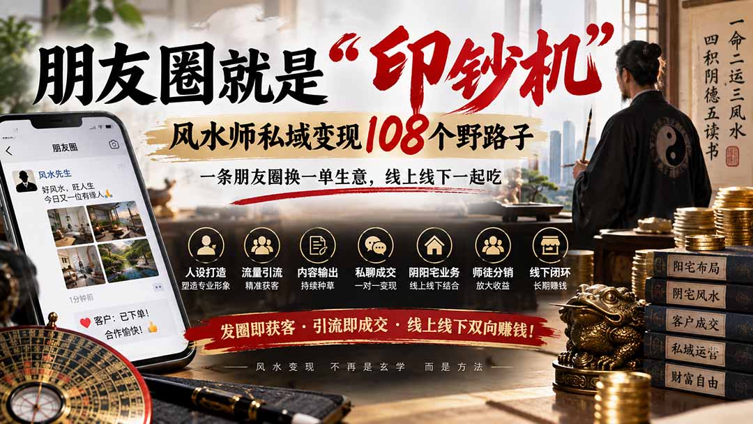 （20464期）朋友圈就是“印钞机”，风水师私域变现108个野路子，一条朋友圈换一单生意，线上线下一起吃【文档】-我爱项目网