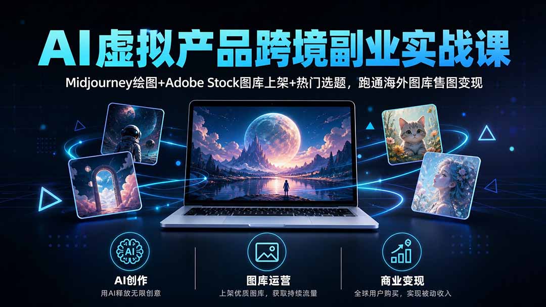 （20514期）AI虚拟产品跨境副业实战课｜Midjourney绘图+Adobe Stock图库上架+热门选题，跑通海外图库售图变现-我爱项目网