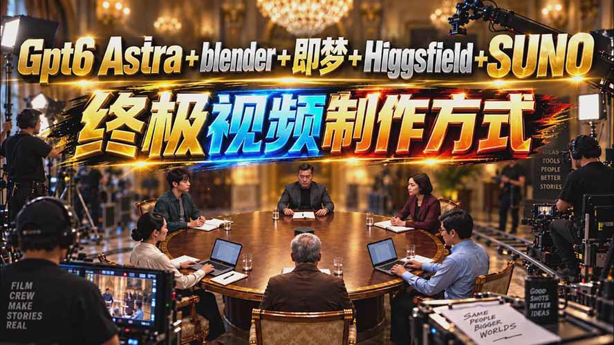 （20588期）GPT-6 Astra+Blender+即梦+Higgsfield+Suno=终极视频制作方式（无水印）-我爱项目网