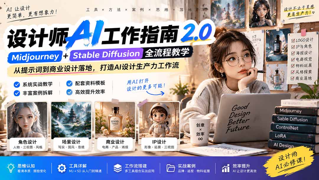 （20562期）《设计师AI工作指南 2.0》-无水印课：从思维落地，解锁 AI 设计生产力-我爱项目网