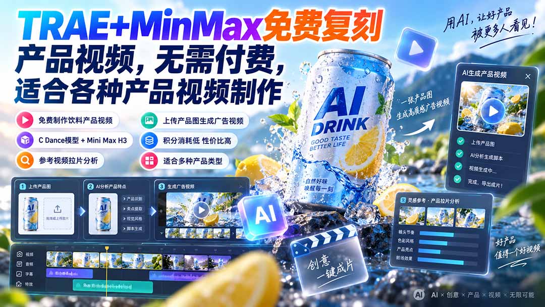 （20362期）TRAE+MinMax免费复刻产品视频，无需付费，适合各种产品视频制作-我爱项目网