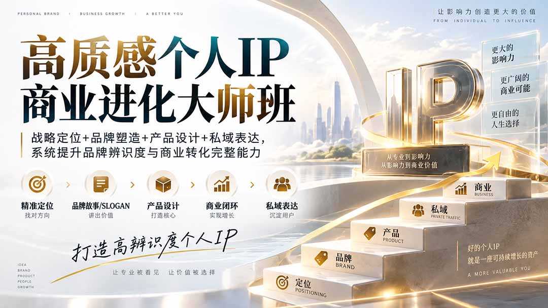 （20324期）高质感个人IP商业进化大师班：战略定位+品牌塑造+产品设计+私域表达，系统提升品牌辨识度与商业转化完整能力-我爱项目网