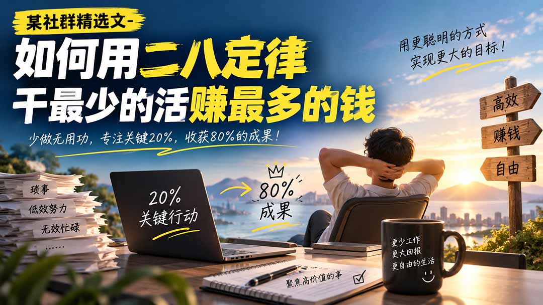 （20385期）某社群精选文-如何用二八定律干最少的活赚最多的钱-我爱项目网