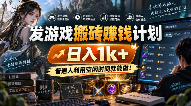 （20498期）游戏搬砖賺钱计划 ，日入千元，可批量矩阵操作适合新手小白！-我爱项目网