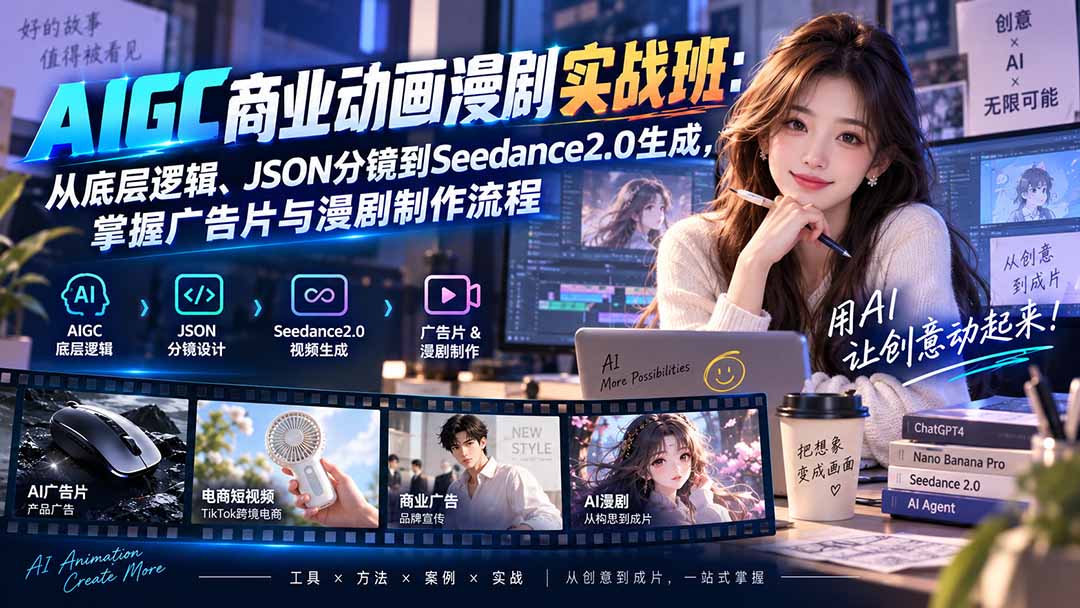 （20268期）AIGC商业动画漫剧实战班-更新：从底层逻辑、JSON分镜到Seedance2.0生成，掌握广告片与漫剧制作流程-我爱项目网