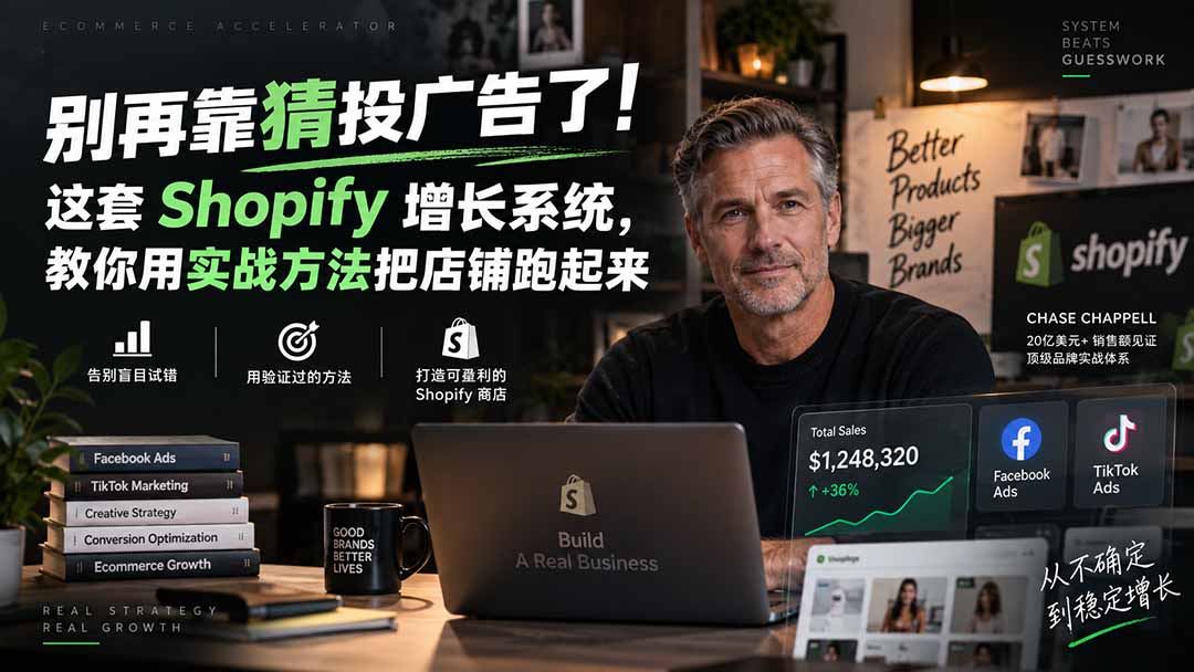 （20367期）别再靠猜投广告了！这套 Shopify 增长系统，教你用实战方法把店铺跑起来【原创双语字幕】-我爱项目网