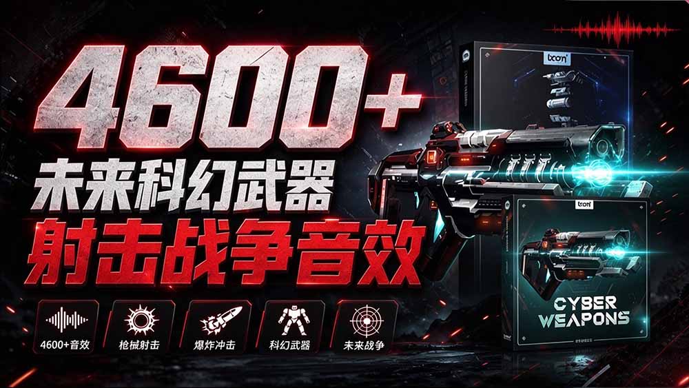 （20696期）顶级音效合集！4600+种未来科幻武器开枪射击战斗音效素材合集，全部中文汉化 Boom Library – Cyber W-我爱项目网