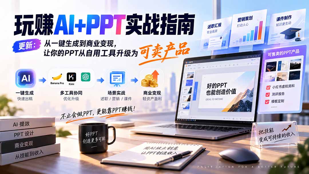 （20247期）玩赚AI+PPT实战指南-更新5月13：从一键生成到商业变现，让你的PPT从自用工具升级为可卖产品-我爱项目网