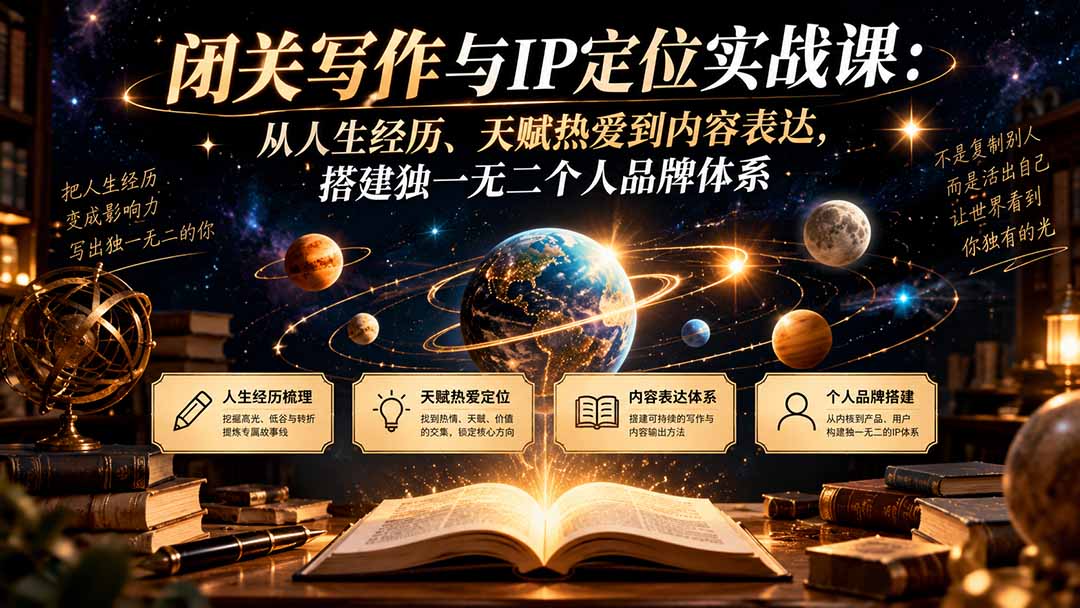 (20634期)闭关写作与IP定位实战课:从人生经历、天赋热爱到内容表达,搭建独一无二个人品牌体系-我爱项目网