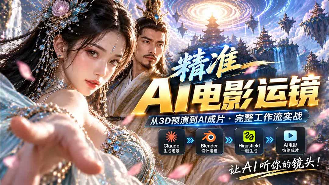 （20503期）AI视频终于能精准运镜了！Claude + Blender + Higgsfield 免费插件实测-我爱项目网