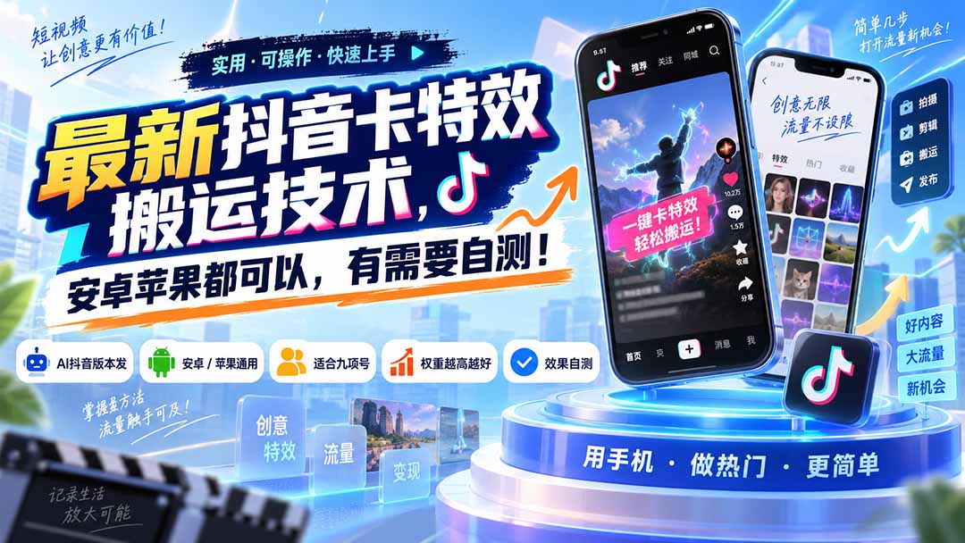 (20606期)最新抖音卡特效搬运技术,安卓苹果都可以,有需要自测!-我爱项目网
