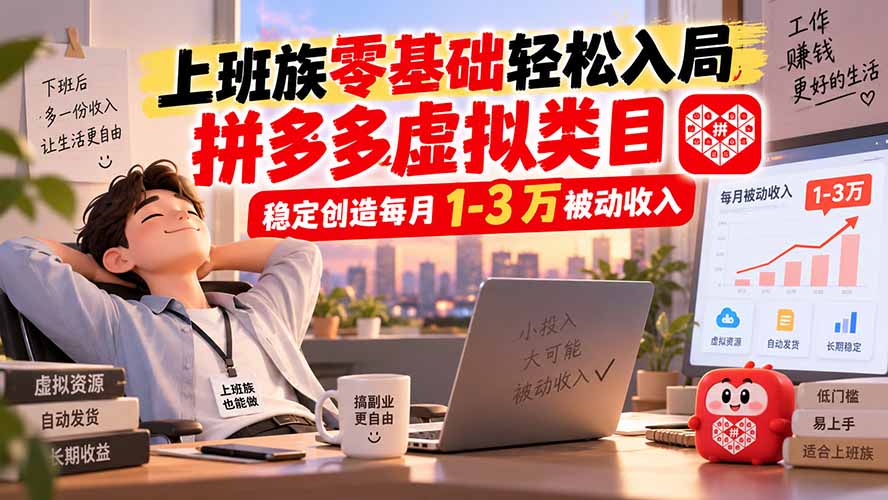 （20250期）上班族零基础轻松入局，拼多多虚拟类目，稳定创造每月 1-3 万被动收入-我爱项目网