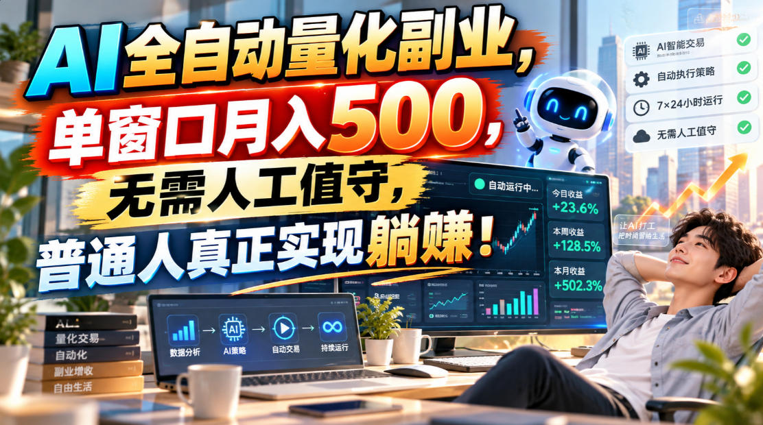 （20826期）AI全自动量化副业，单窗口月入500，无需人工值守，普通人真正实现躺賺！-我爱项目网