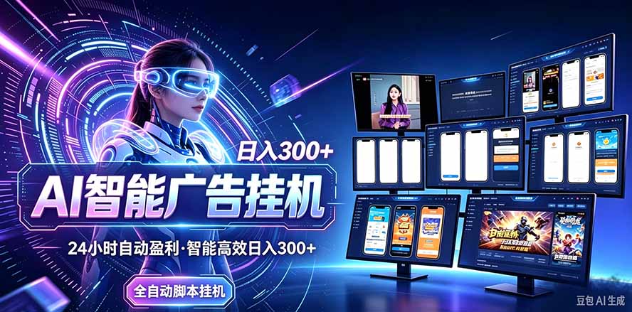 （20964期）24小时AI广告挂机｜在家就能做的被动副业-我爱项目网
