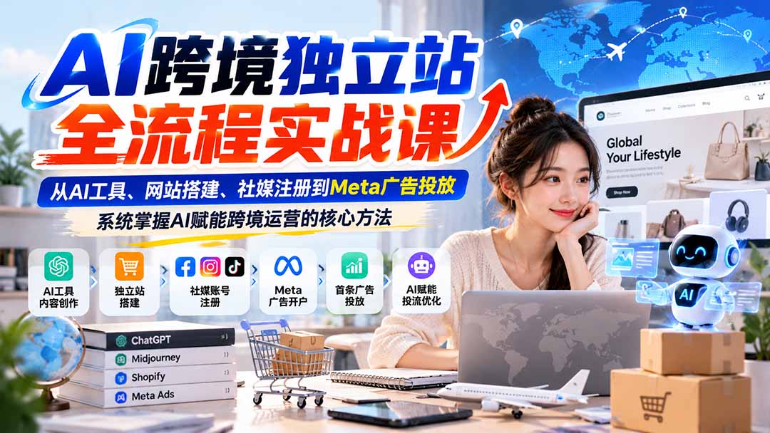 (21056期)AI跨境独立站全流程实战课:从AI工具、网站搭建、社媒注册到Meta广告投放,系统掌握AI赋能跨境运营的核心方法-我爱项目网