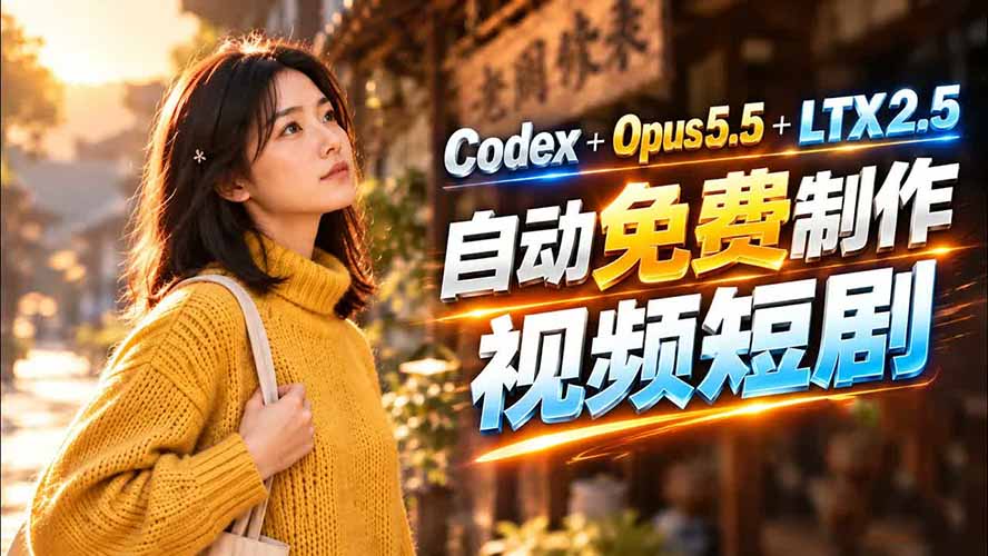 （21266期）Codex 出图 + 免费 LTX-2.5 生成视频，Claude Opus 5.5 全自动剪出 1 分钟情感短剧《停了的表》-我爱项目网