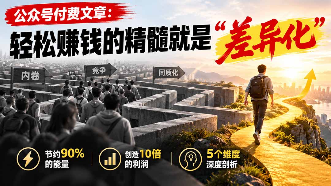 (20779期)公众号付费文章:轻松赚钱的精髓就是“差异化”-我爱项目网