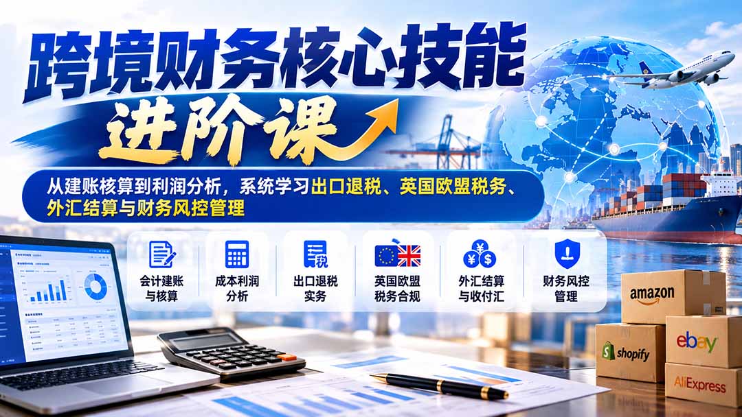 （21075期）跨境财务核心技能进阶课：从建账核算到利润分析，系统学习出口退税、英国欧盟税务、外汇结算与财务风控管理-我爱项目网