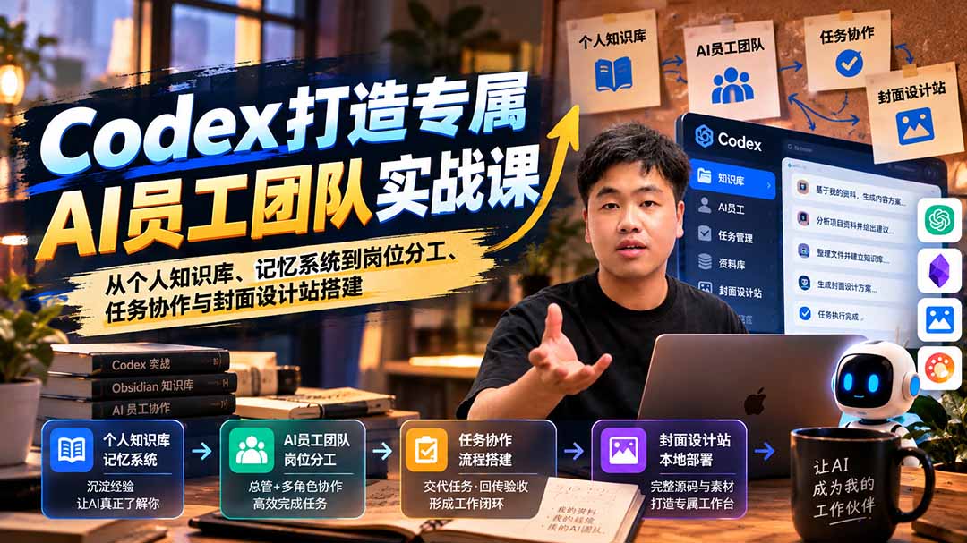 (20916期)【无水印】Codex打造专属AI员工团队实战课:从个人知识库、记忆系统到岗位分工、任务协作与封面设计站搭建-我爱项目网