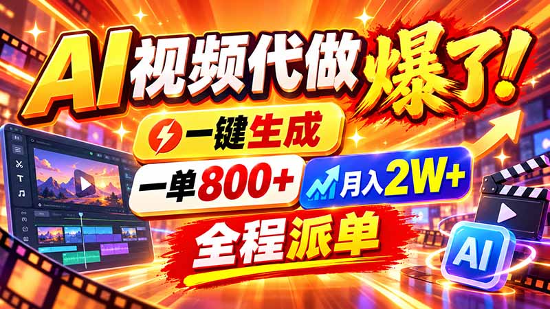 （21114期）2026年底新赛道，AI视频代做一单800+，小白可做，告别打工-我爱项目网