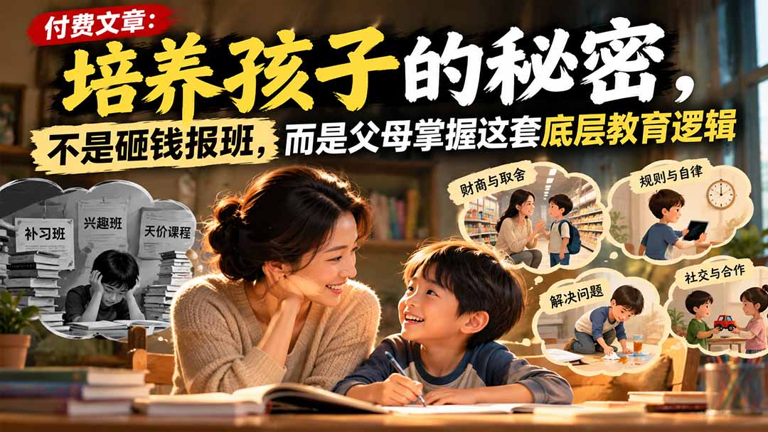 (21179期)付费文章:培养孩子的秘密,不是砸钱报班,而是父母掌握这套底层教育逻辑-我爱项目网