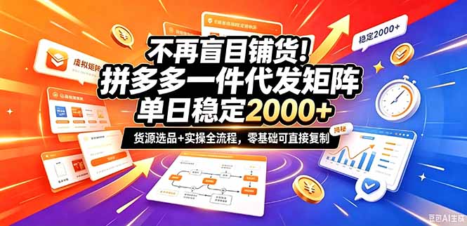 （20955期）不再盲目铺货！拼多多一件代发矩阵落地攻略，提供优质货源店铺运营全流程，零基础可直接复制-我爱项目网