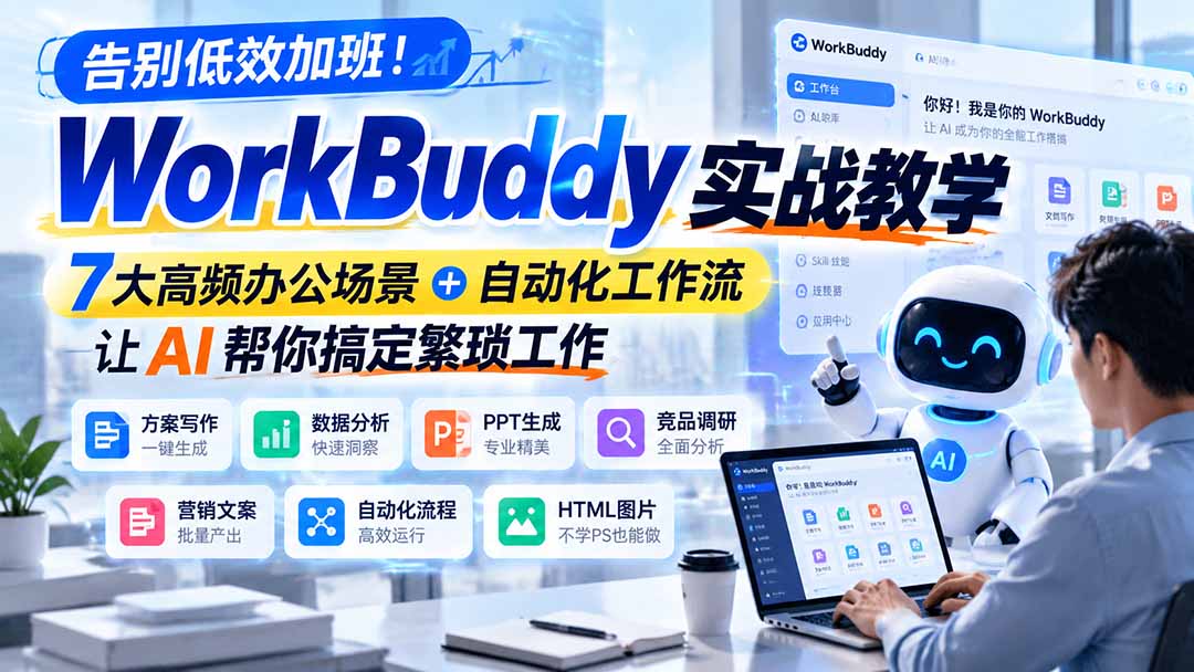 （21115期）告别低效加班！WorkBuddy实战教学，7大高频办公场景＋自动化工作流，让AI帮你搞定繁琐工作-我爱项目网