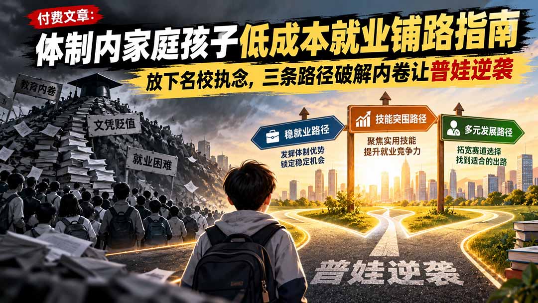 （21231期）付费文章：体制内家庭孩子低成本就业铺路指南，放下名校执念，三条路径破解内卷让普娃逆袭-我爱项目网