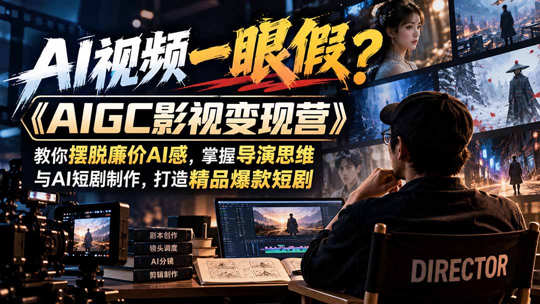 （21133期）【无水印】AI视频一眼假？《AIGC影视变现营》教你摆脱廉价AI感，掌握导演思维与AI短剧制作，打造精品爆款短剧-我爱项目网