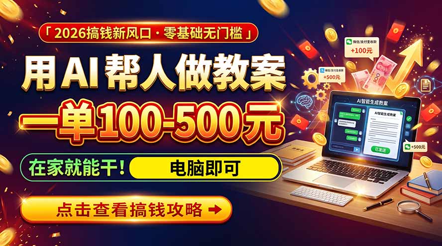 （20859期）AI教育爆火，用AI做单，一单一结，月搞2W+，附免费派单资源+免费工具！-我爱项目网