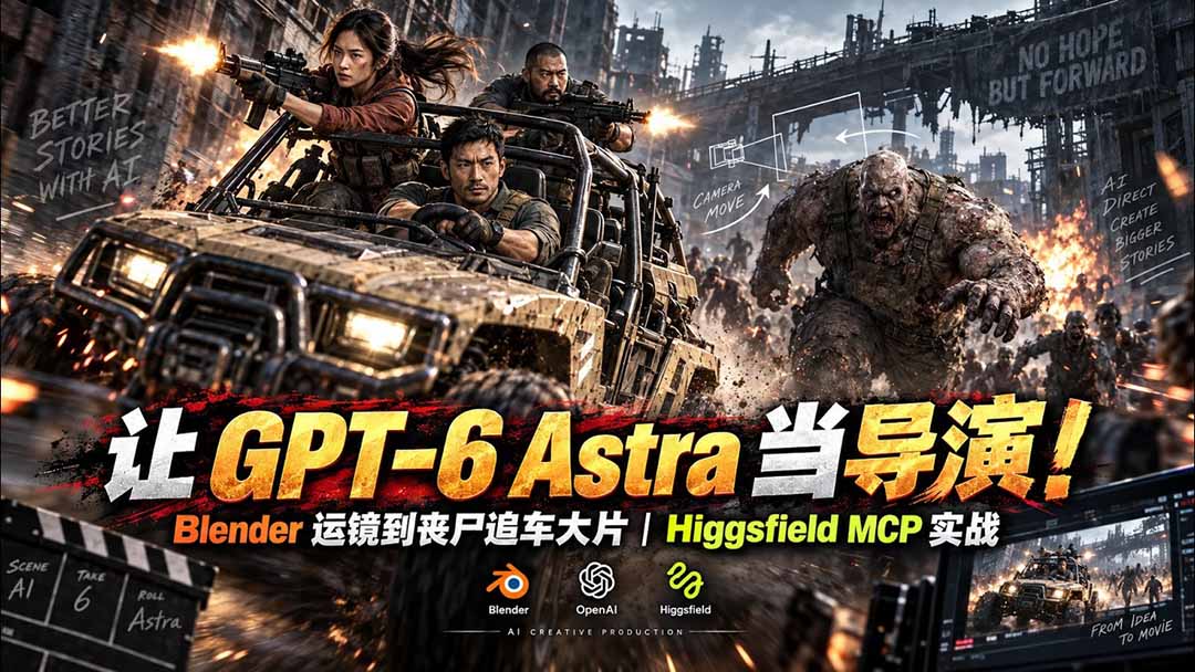 (20762期)【无水印】让 GPT-6 Astra 当导演!Blender 运镜到丧尸追车大片|Higgsfield MCP 实战-我爱项目网