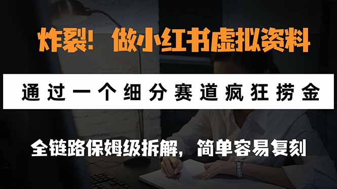 (21206期)炸裂!做小红书虚拟资料,通过一个细分赛道疯狂捞金,全链路保姆级拆解,简单容易复刻-我爱项目网